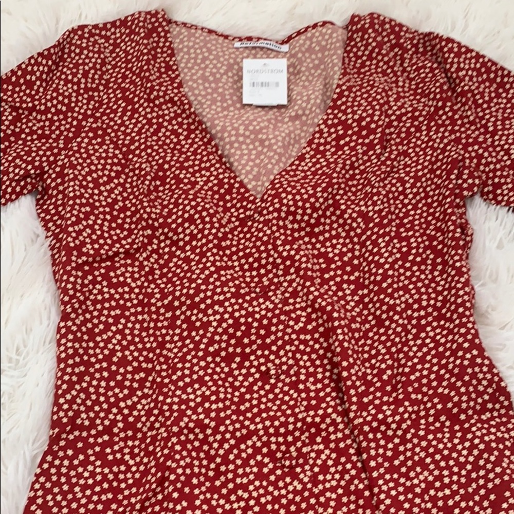 NWT reformation locklin Midi V Neck dress Dakota - Picture 7 of 8